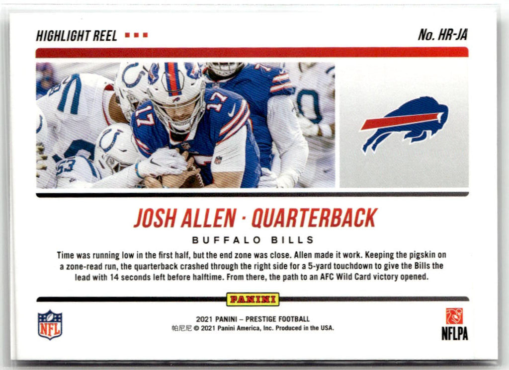 2021 Panini Prestige Highlight Reel Josh Allen #HR-JA back
