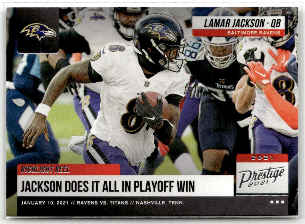 2021 Panini Prestige Highlight Reel Lamar Jackson #HR-LJ front
