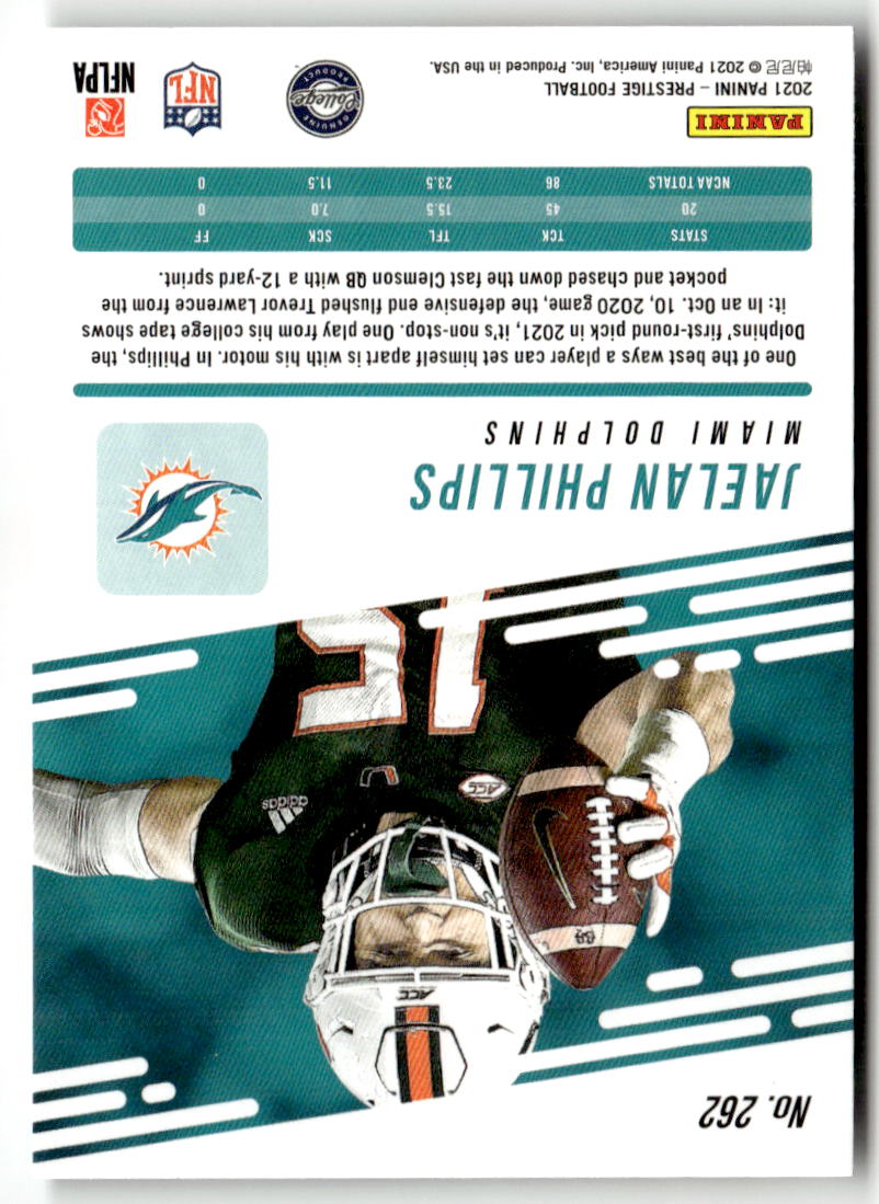 2021 Panini Prestige Jaelan Phillips #262 (RC) back