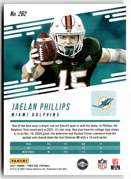 2021 Panini Prestige Jaelan Phillips #262 (RC) back