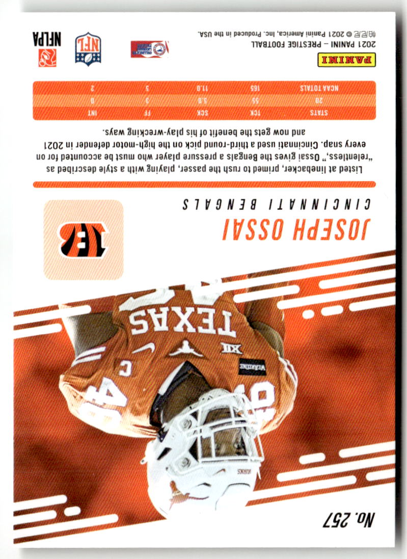 2021 Panini Prestige Joseph Ossai #257 (RC) back