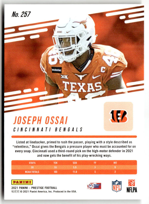 2021 Panini Prestige Joseph Ossai #257 (RC) back