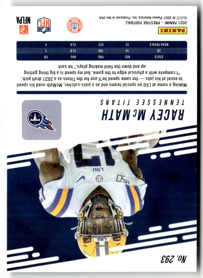 2021 Panini Prestige Racey McMath #293 (RC) back