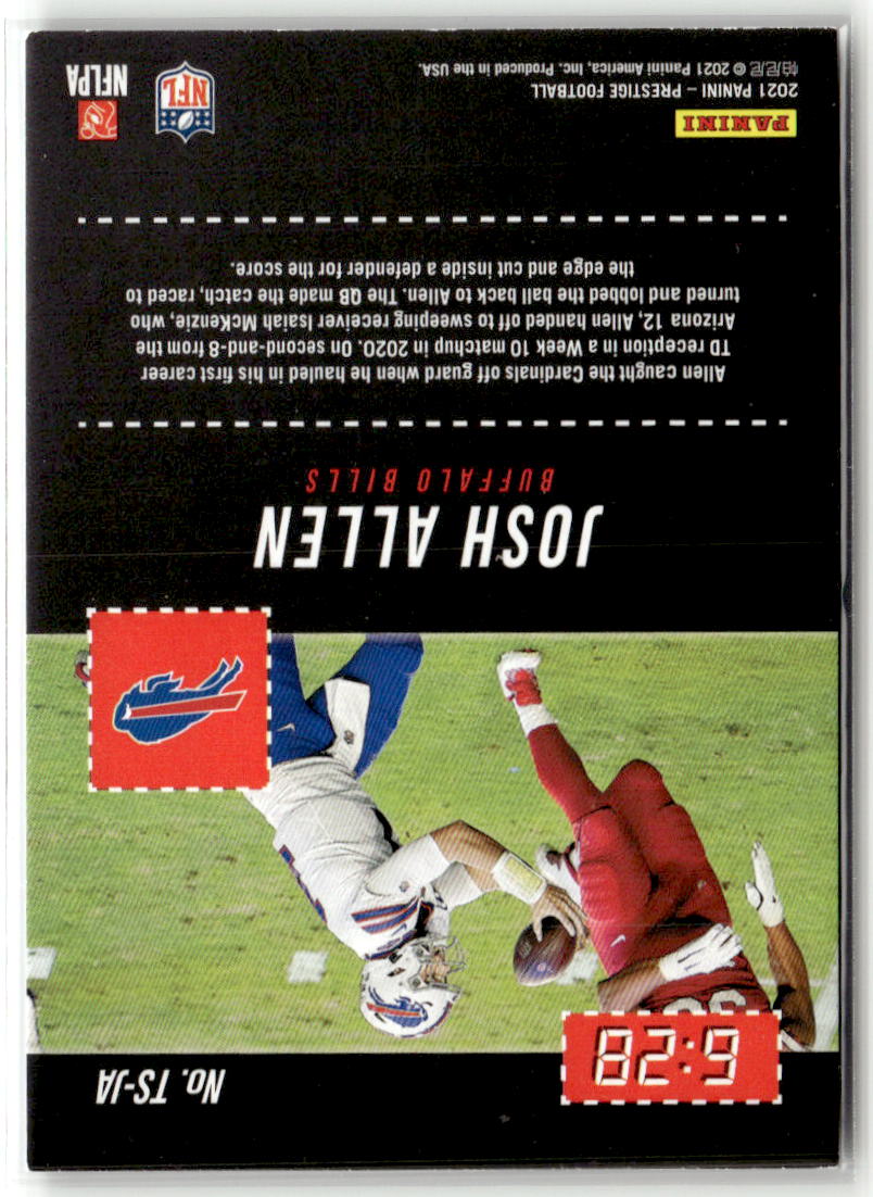 2021 Panini Prestige Time Stamped Josh Allen #TS-JA back