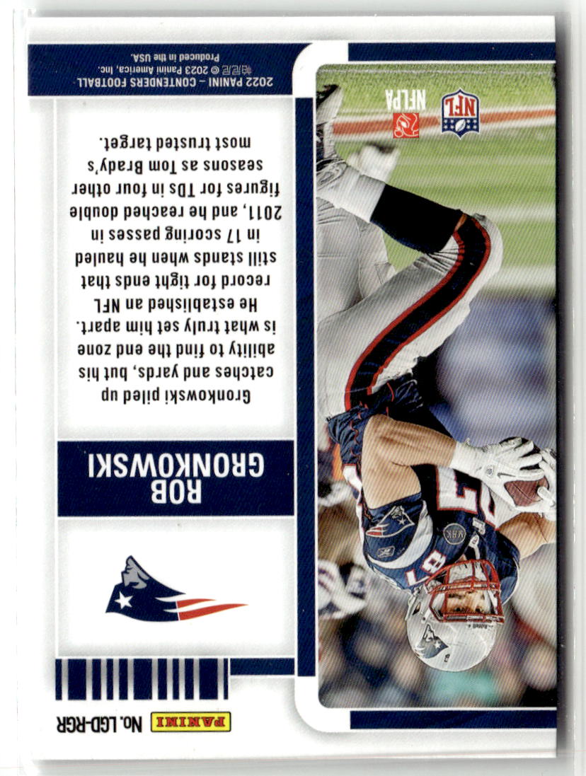 2022 Panini Contenders Legendary Rob Gronkowski #LGD-RGR back