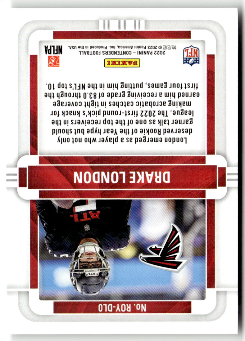 2022 Panini Contenders Rookie of the Year Drake London #ROY-DLO (RC) back