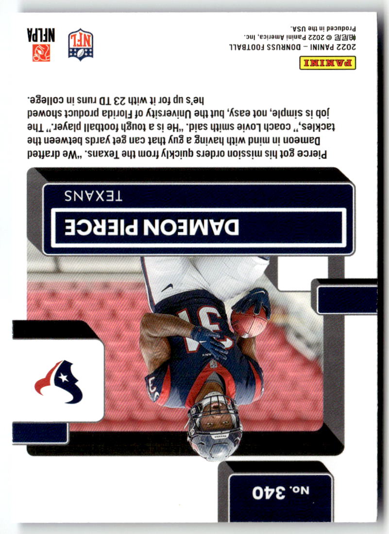 2022 Panini Donruss Dameon Pierce [Press Proof Blue] #340 back
