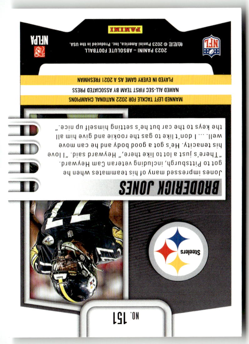 2023 Panini Absolute Broderick Jones #151 (RC) back