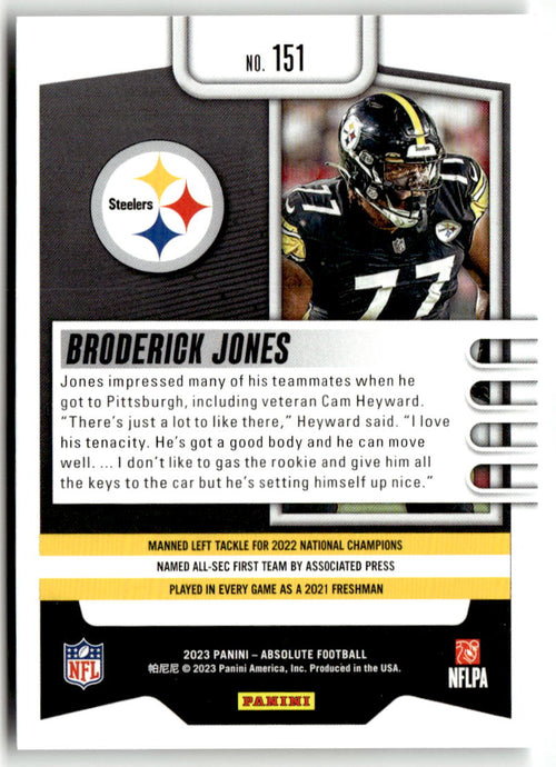 2023 Panini Absolute Broderick Jones #151 (RC) back