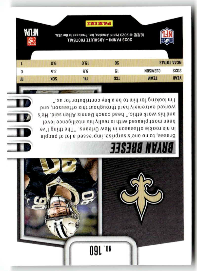 2023 Panini Absolute Bryan Bresee #160 (RC) back