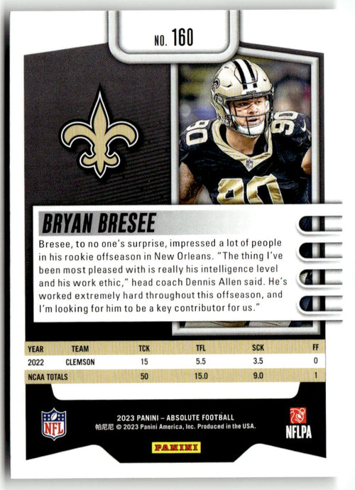 2023 Panini Absolute Bryan Bresee #160 (RC) back