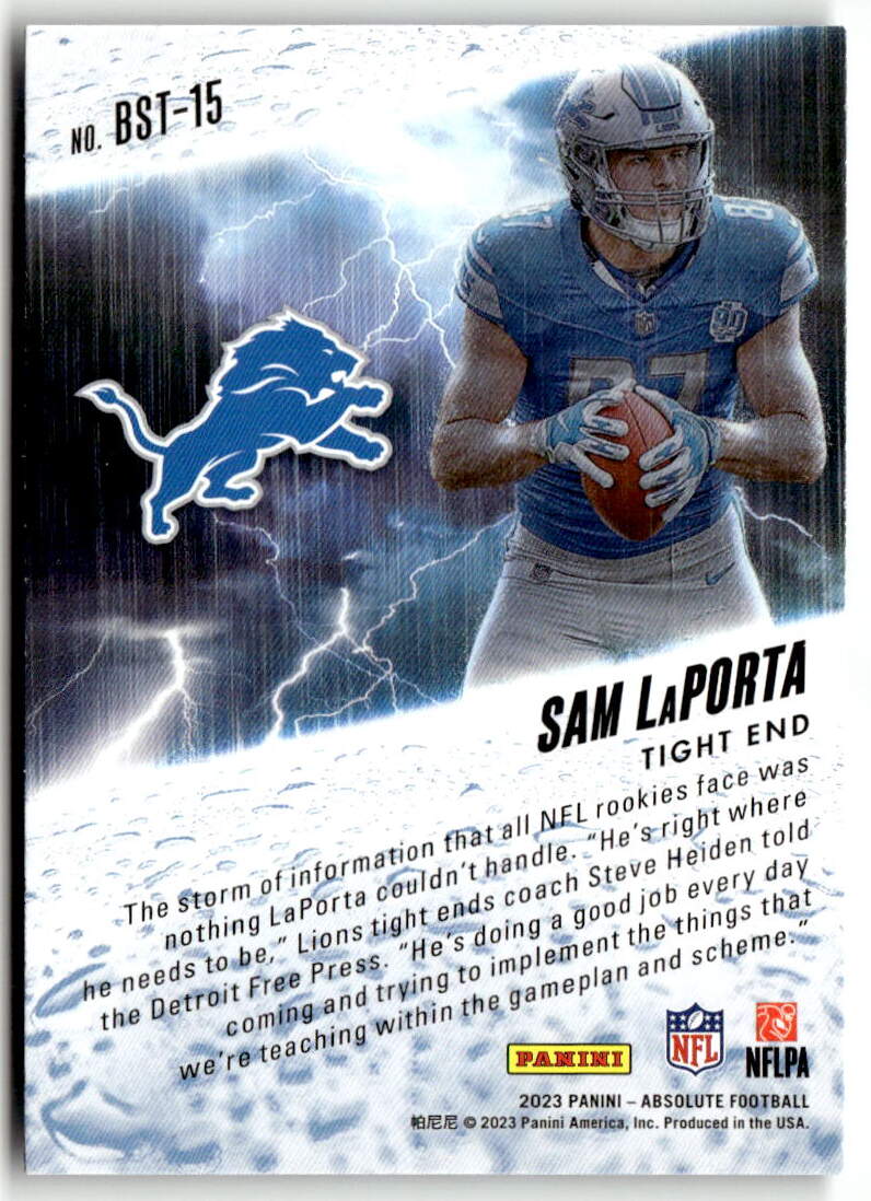 2023 Panini Absolute By Storm Sam LaPorta #BST-15 (RC) back