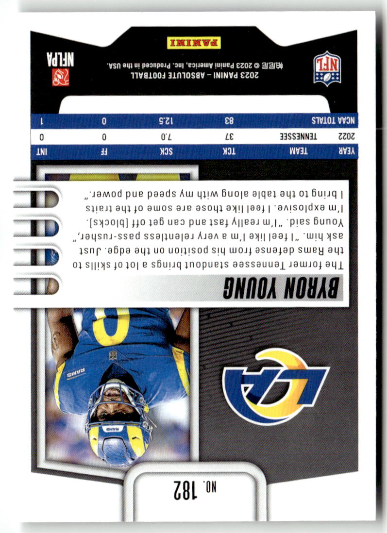 2023 Panini Absolute Byron Young #182 (RC) back