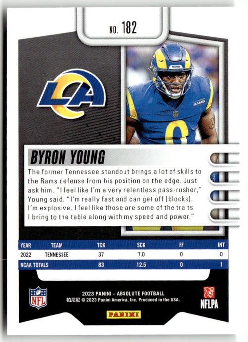 2023 Panini Absolute Byron Young #182 (RC) back