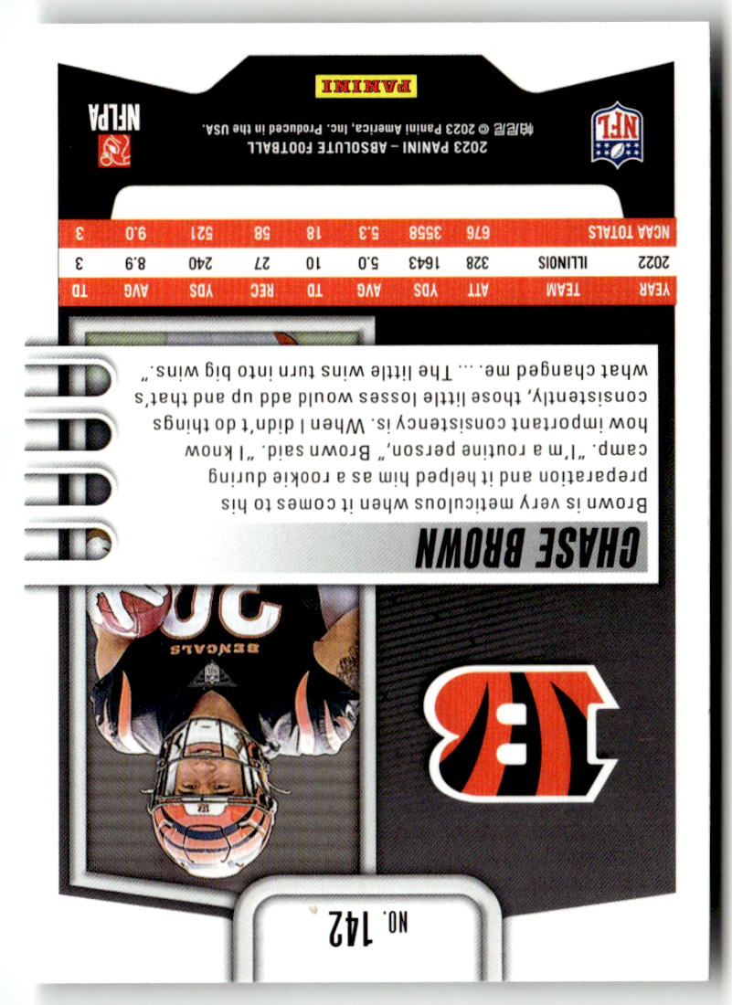 2023 Panini Absolute Chase Brown #142 (RC) back