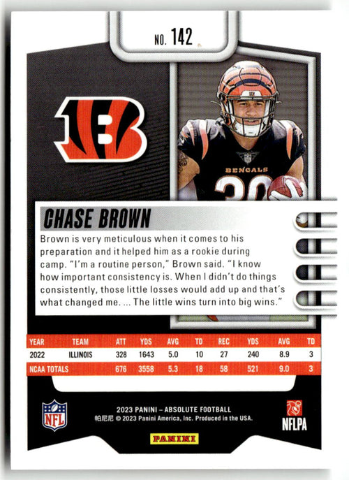 2023 Panini Absolute Chase Brown #142 (RC) back