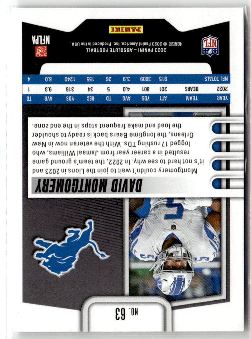 2023 Panini Absolute David Montgomery [Green] #63 back