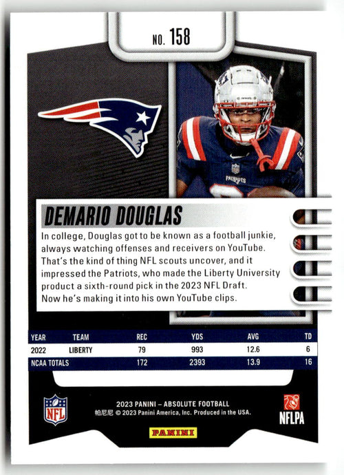 2023 Panini Absolute Demario Douglas #158 (RC) back