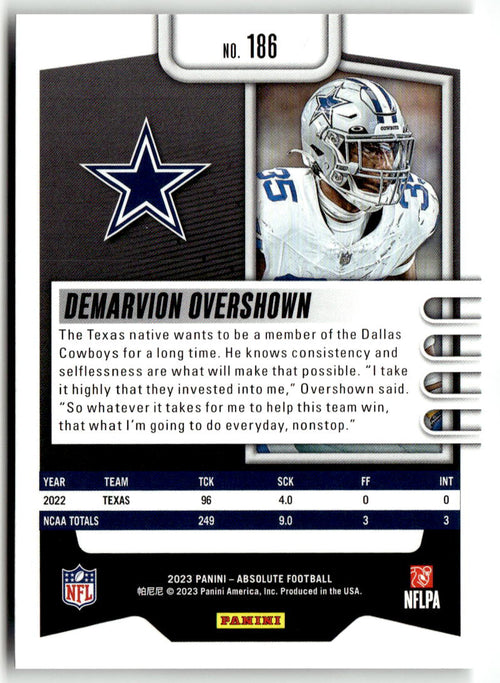 2023 Panini Absolute Demarvion Overshown #186 (RC) back