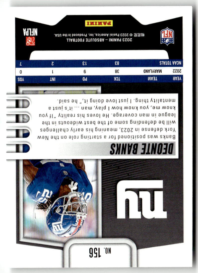 2023 Panini Absolute Deonte Banks #156 (RC) back