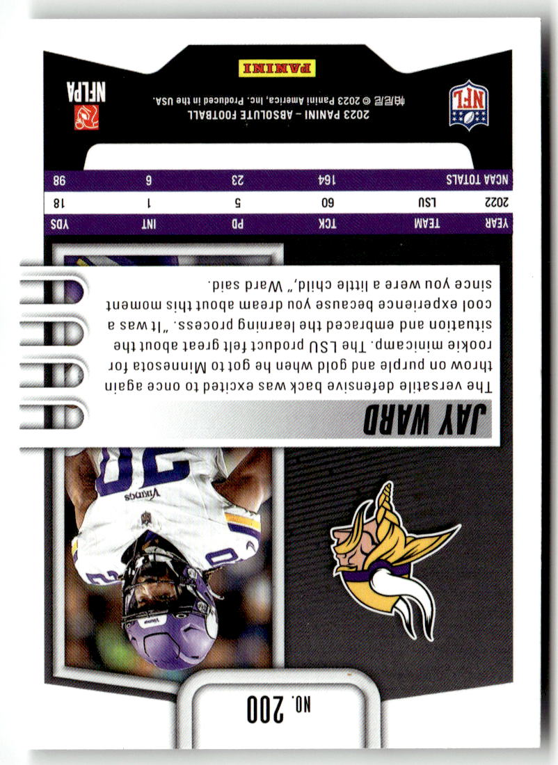 2023 Panini Absolute Jay Ward #200 (RC) back