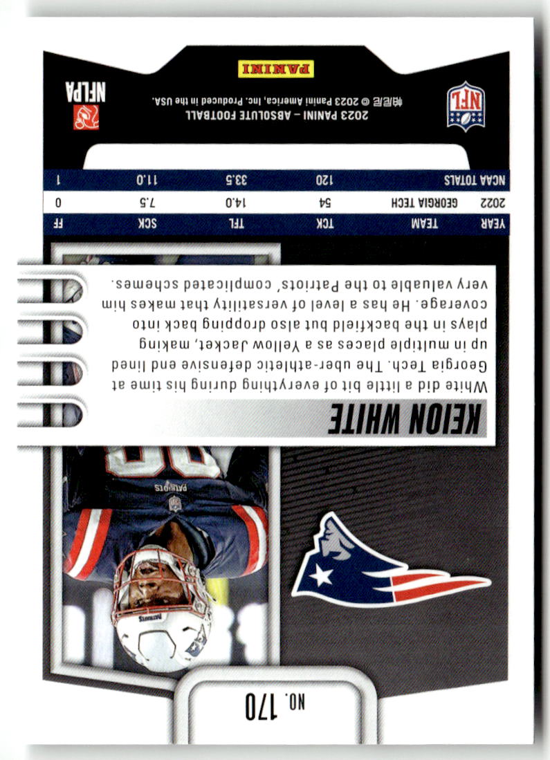 2023 Panini Absolute Keion White #170 (RC) back