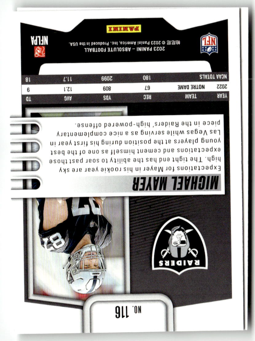 2023 Panini Absolute Michael Mayer #116 (RC) back