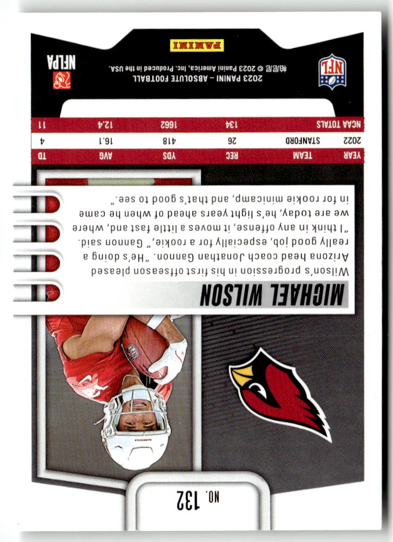 2023 Panini Absolute Michael Wilson #132 (RC) back