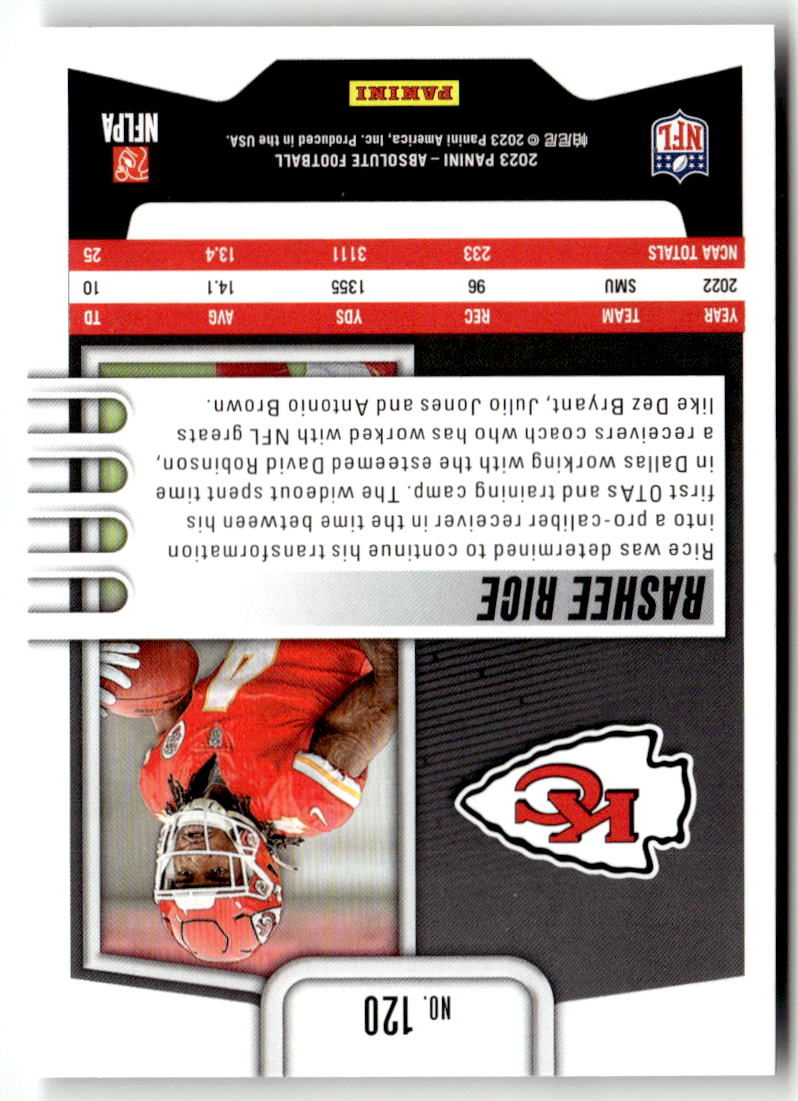 2023 Panini Absolute Rashee Rice #120 (RC) back