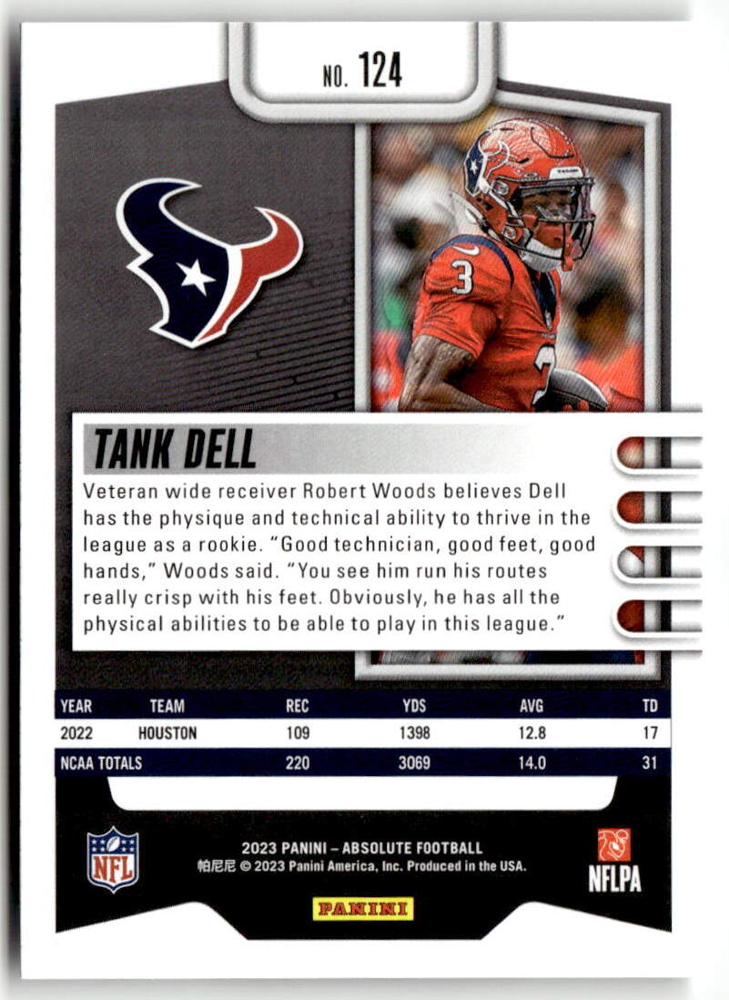 2023 Panini Absolute Tank Dell #124 (RC) back
