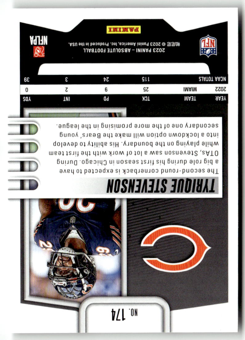 2023 Panini Absolute Tyrique Stevenson #174 (RC) back