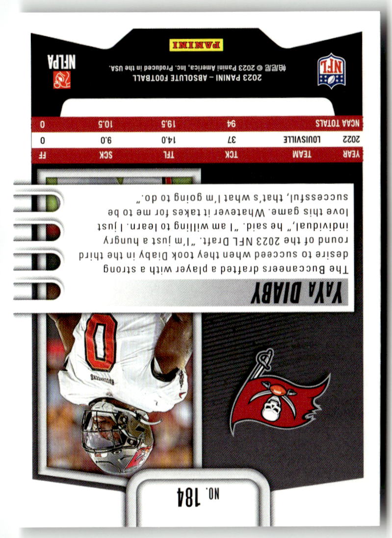 2023 Panini Absolute YaYa Diaby #184 (RC) back