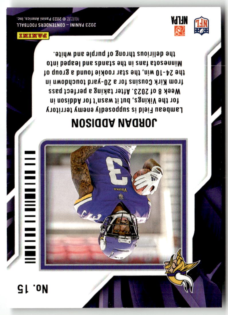 2023 Panini Contenders Rookie of the Year Jordan Addison #15 (RC) back