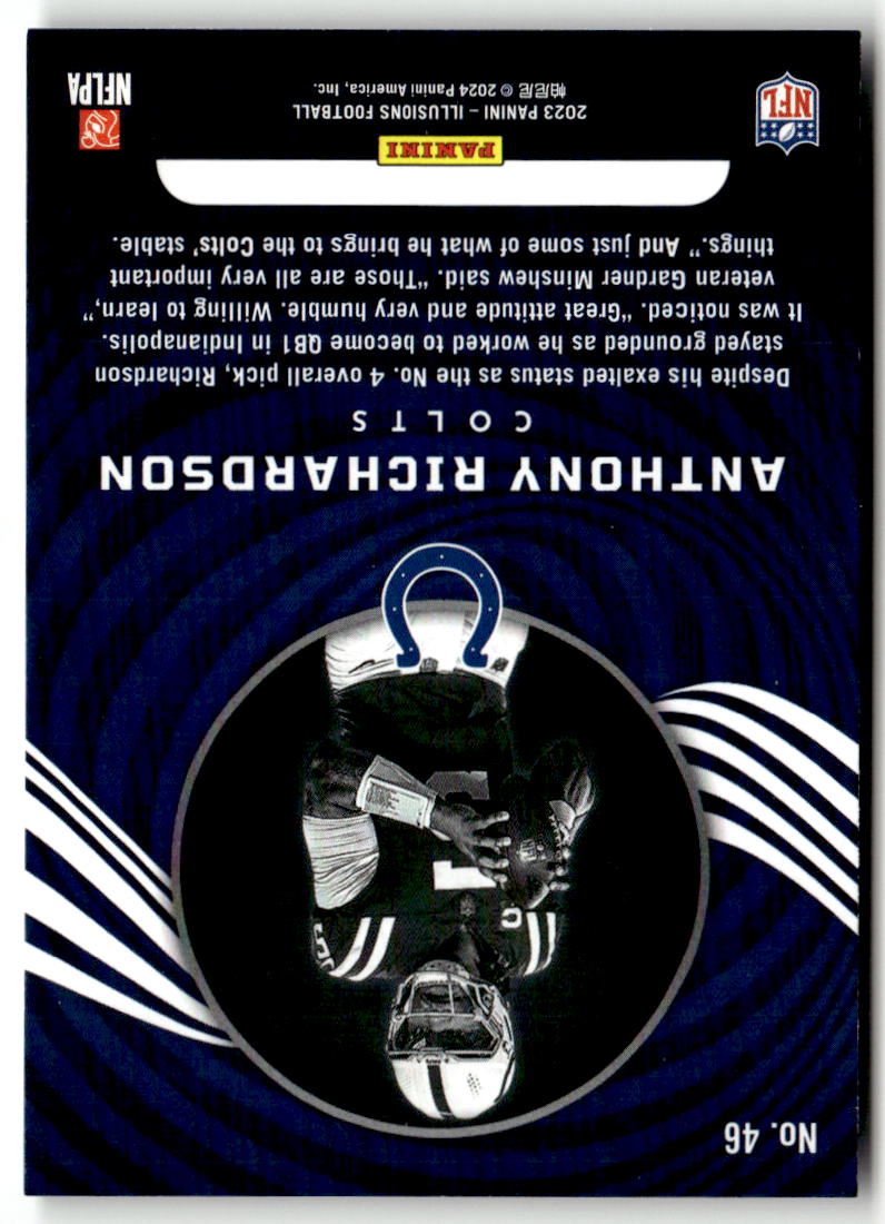 2023 Panini Illusions Anthony Richardson [Orange] #46 back