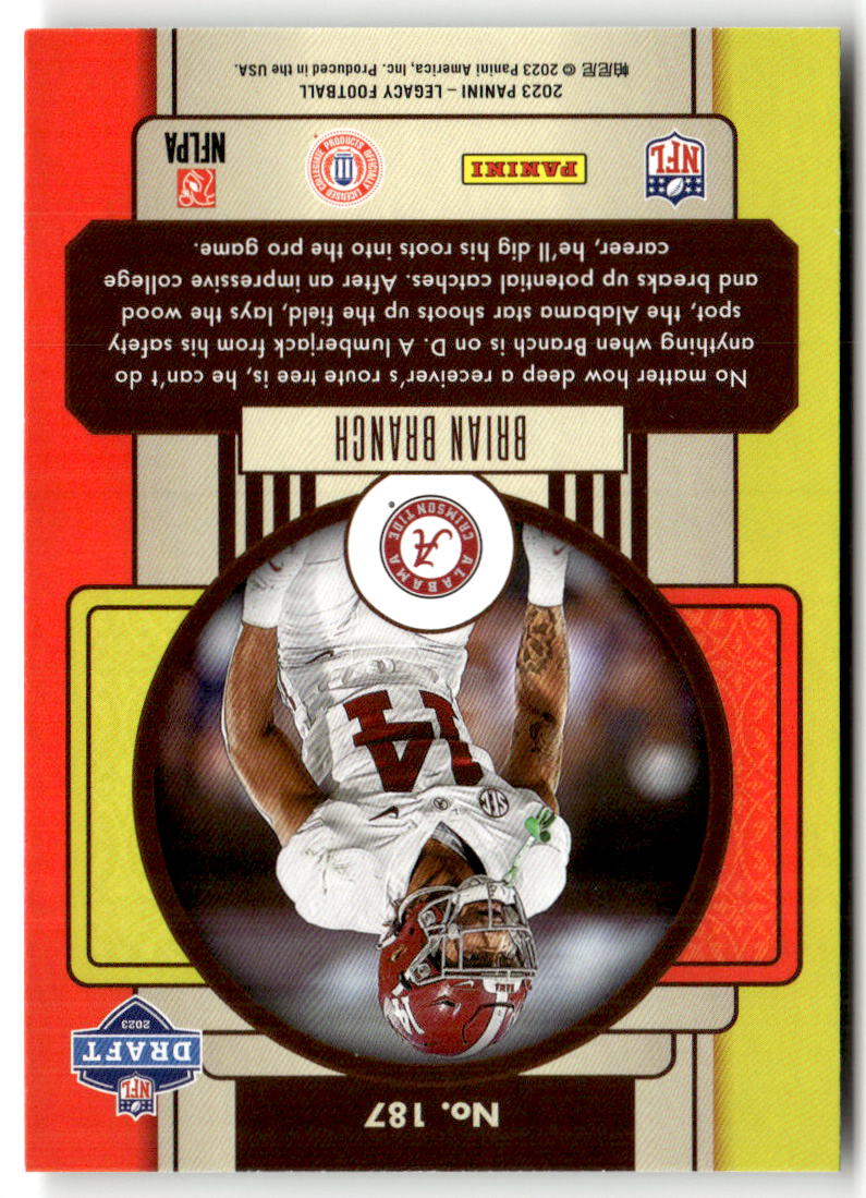 2023 Panini Legacy Brian Branch #187 (RC) back