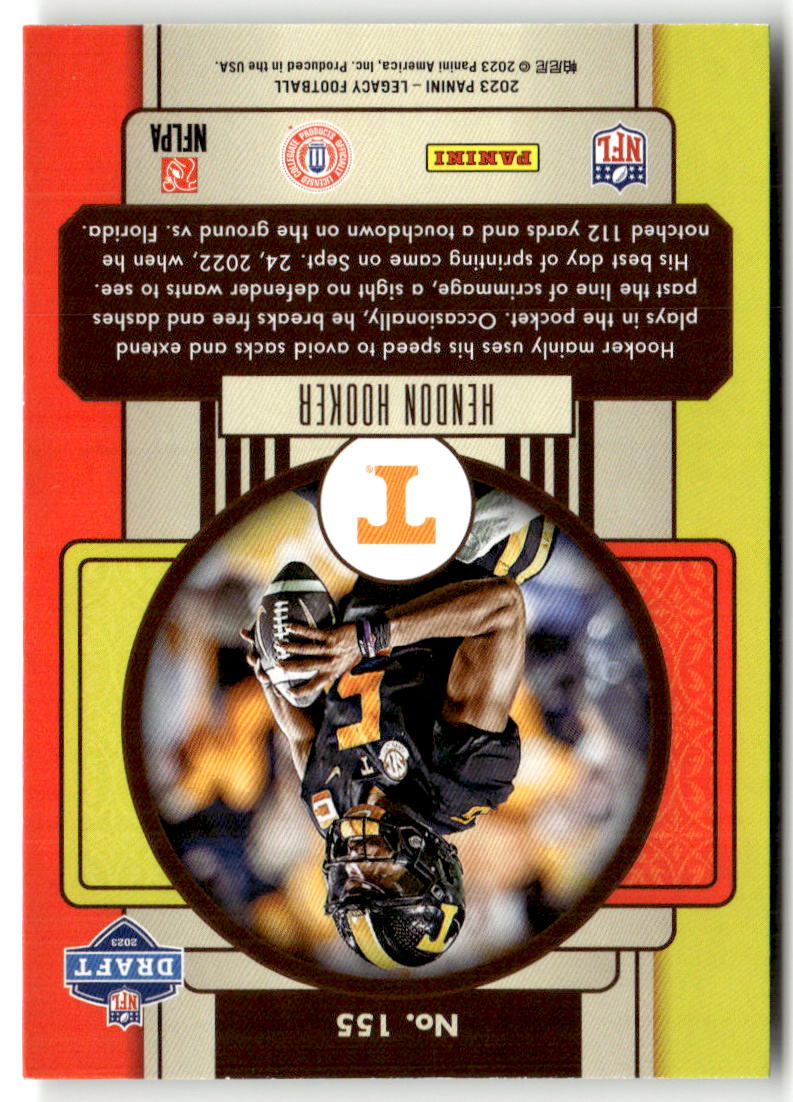 2023 Panini Legacy Hendon Hooker #155 (RC) back