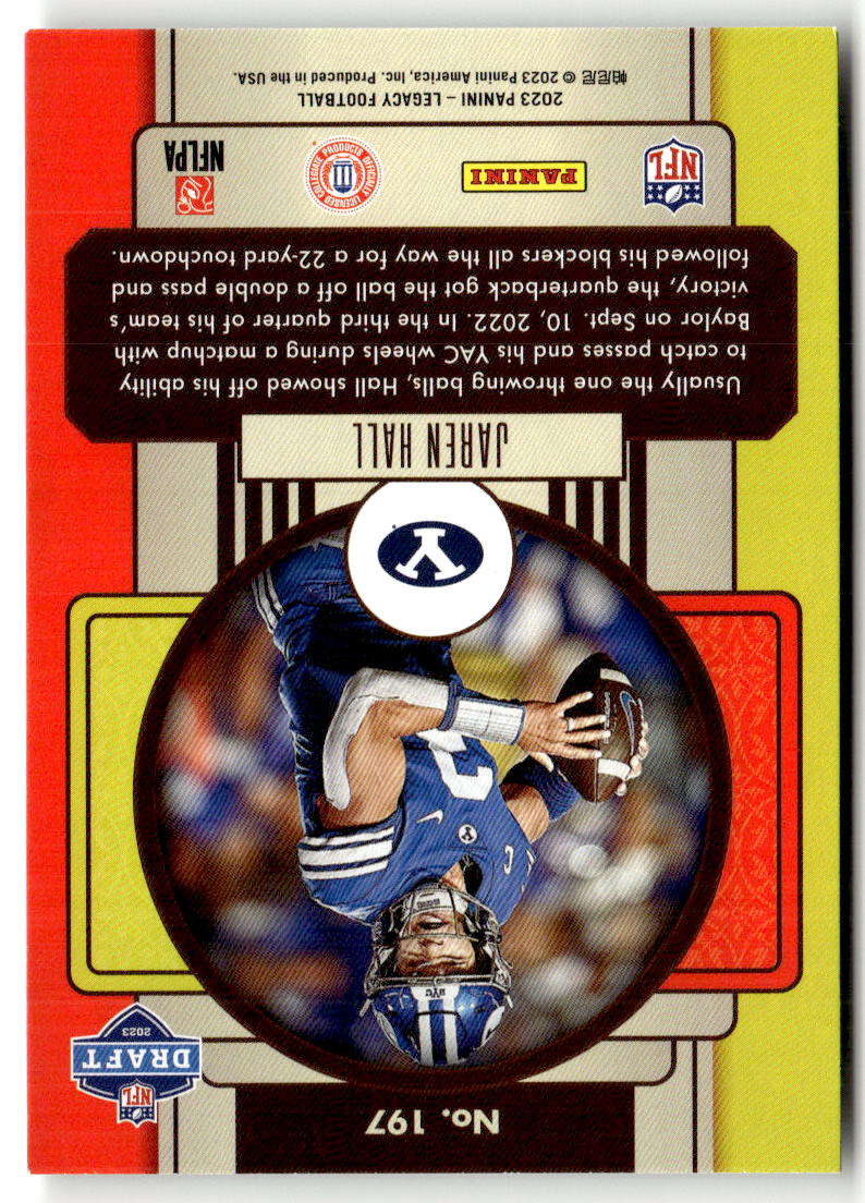 2023 Panini Legacy Jaren Hall #197 (RC) back