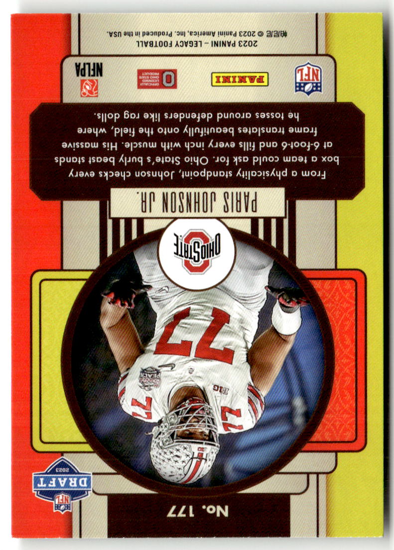 2023 Panini Legacy Paris Johnson Jr. #177 (RC) back