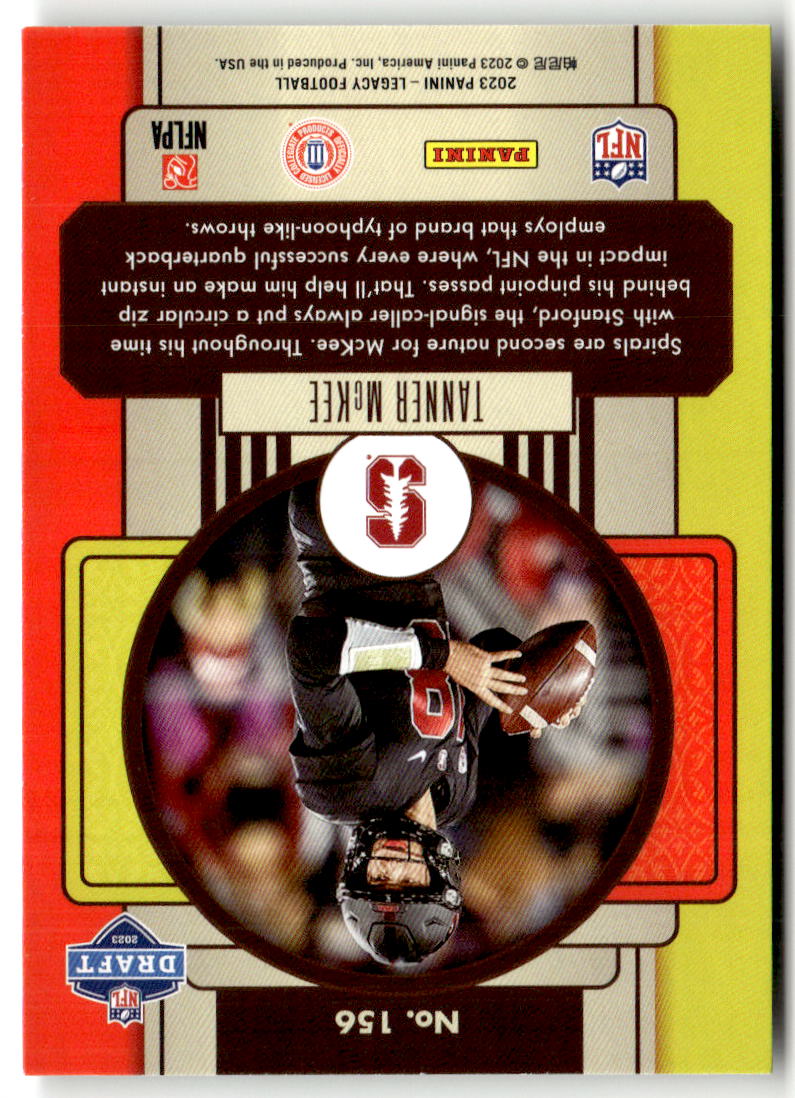 2023 Panini Legacy Tanner McKee #156 (RC) back