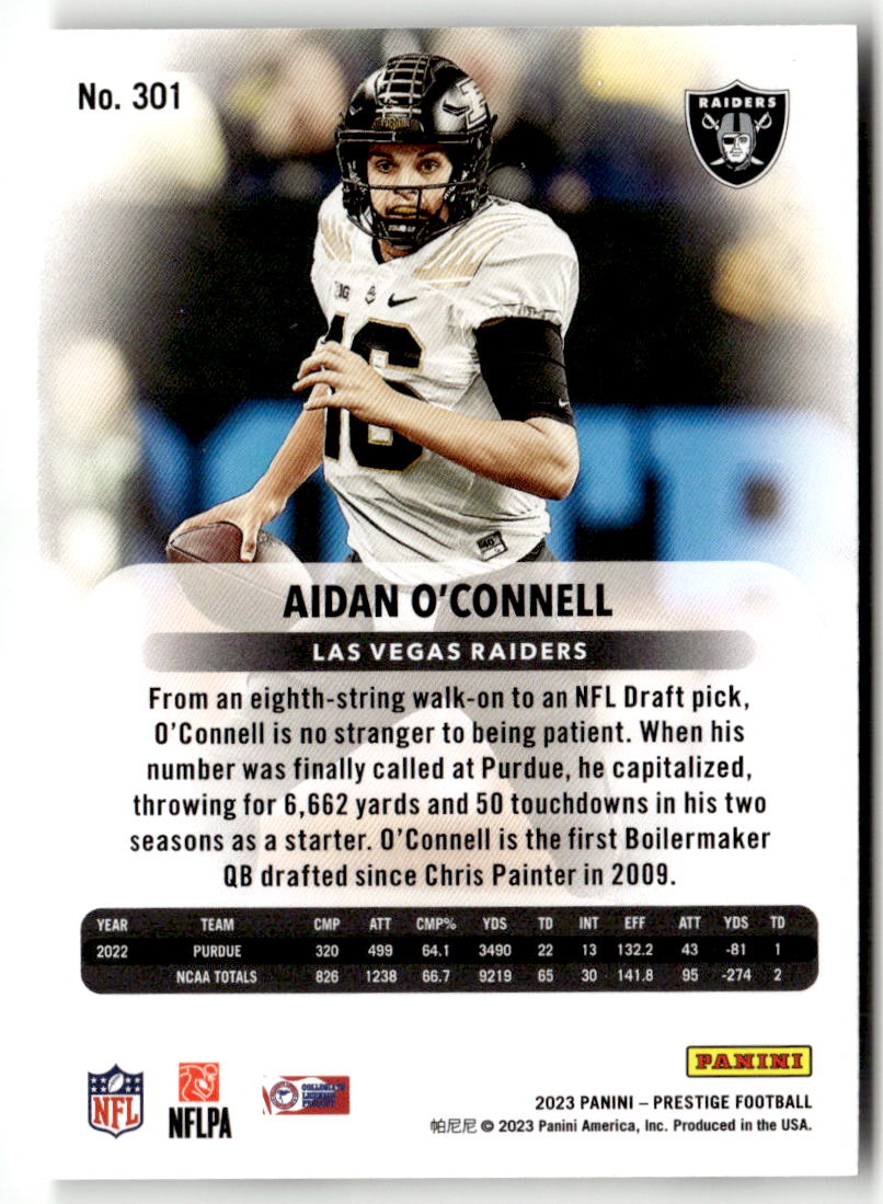 2023 Panini Prestige Aidan O'Connell #301 (RC)
