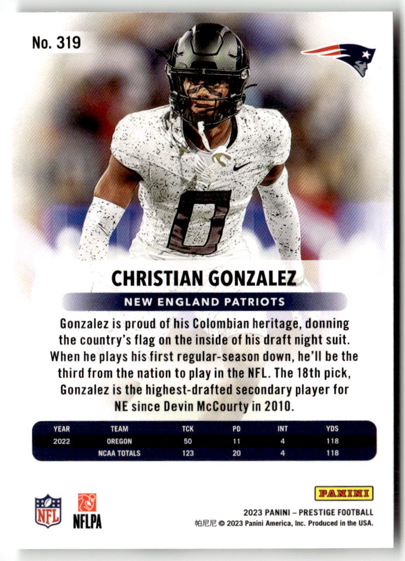 2023 Panini Prestige Christian Gonzalez #319 (RC)