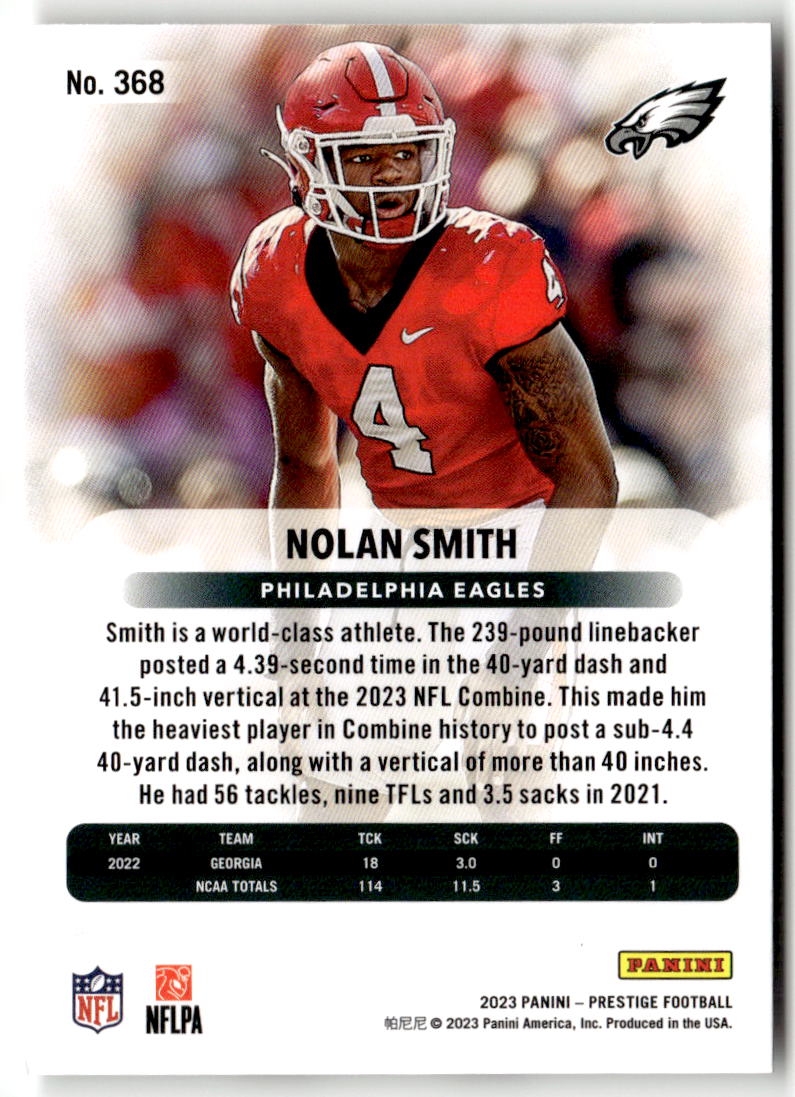 2023 Panini Prestige Nolan Smith #368 (RC) back