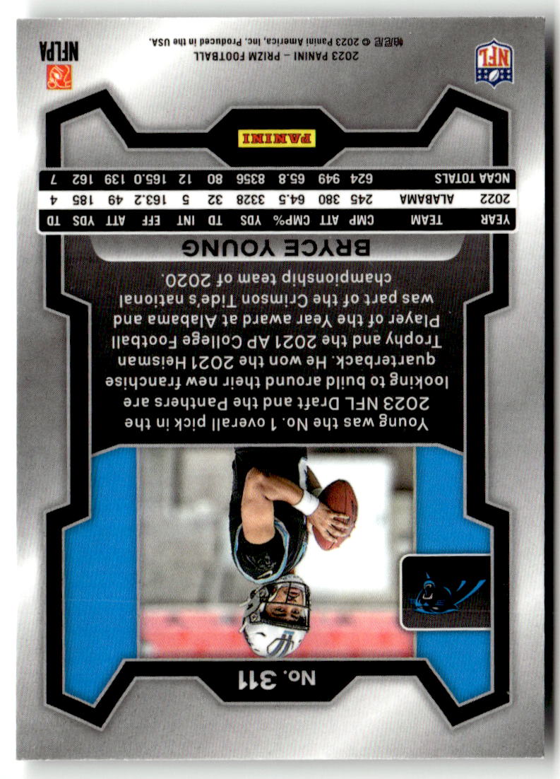 2023 Panini Prizm Bryce Young #311 (RC) back