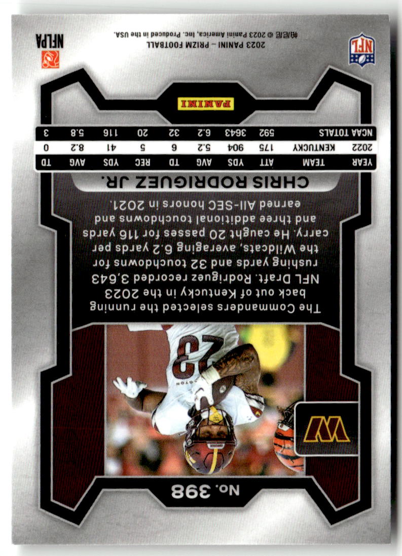 2023 Panini Prizm Chris Rodriguez Jr. #398 (RC) back