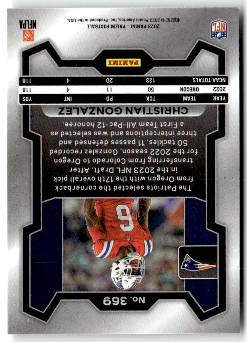 2023 Panini Prizm Christian Gonzalez #369 (RC) back