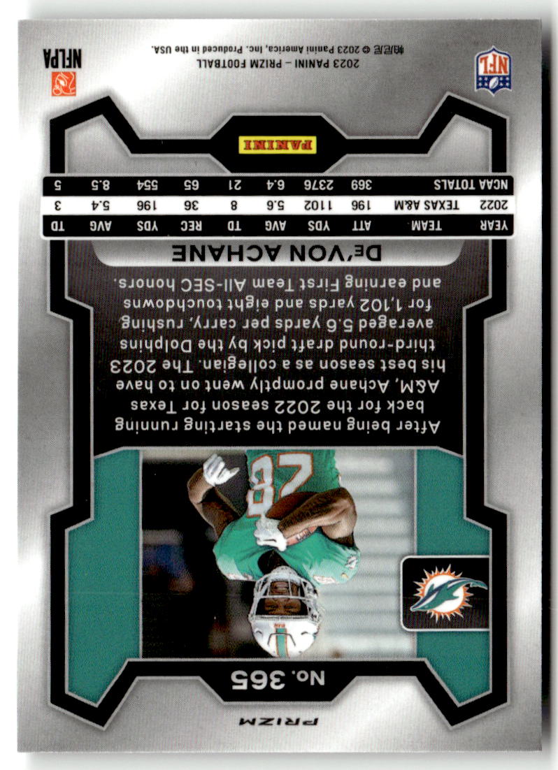 2023 Panini Prizm De'Von Achane #365 (RC)