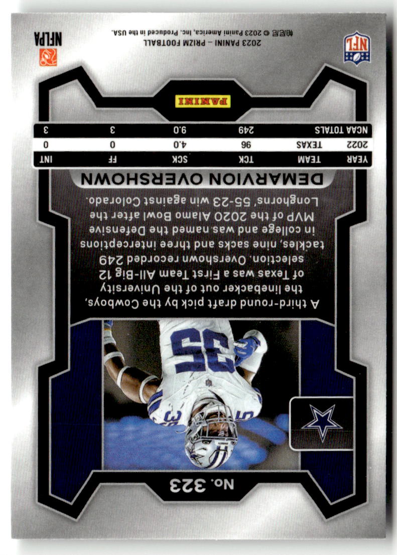 2023 Panini Prizm Demarvion Overshown #323 (RC) back