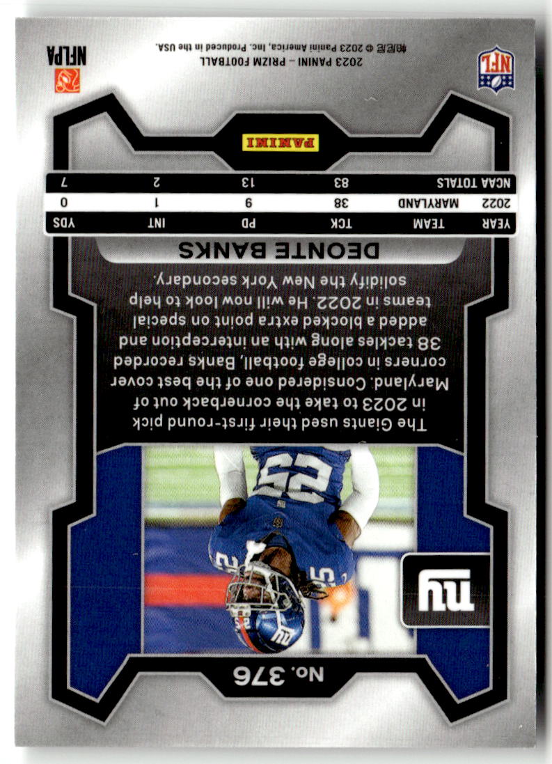 2023 Panini Prizm Deonte Banks #376 (RC) back