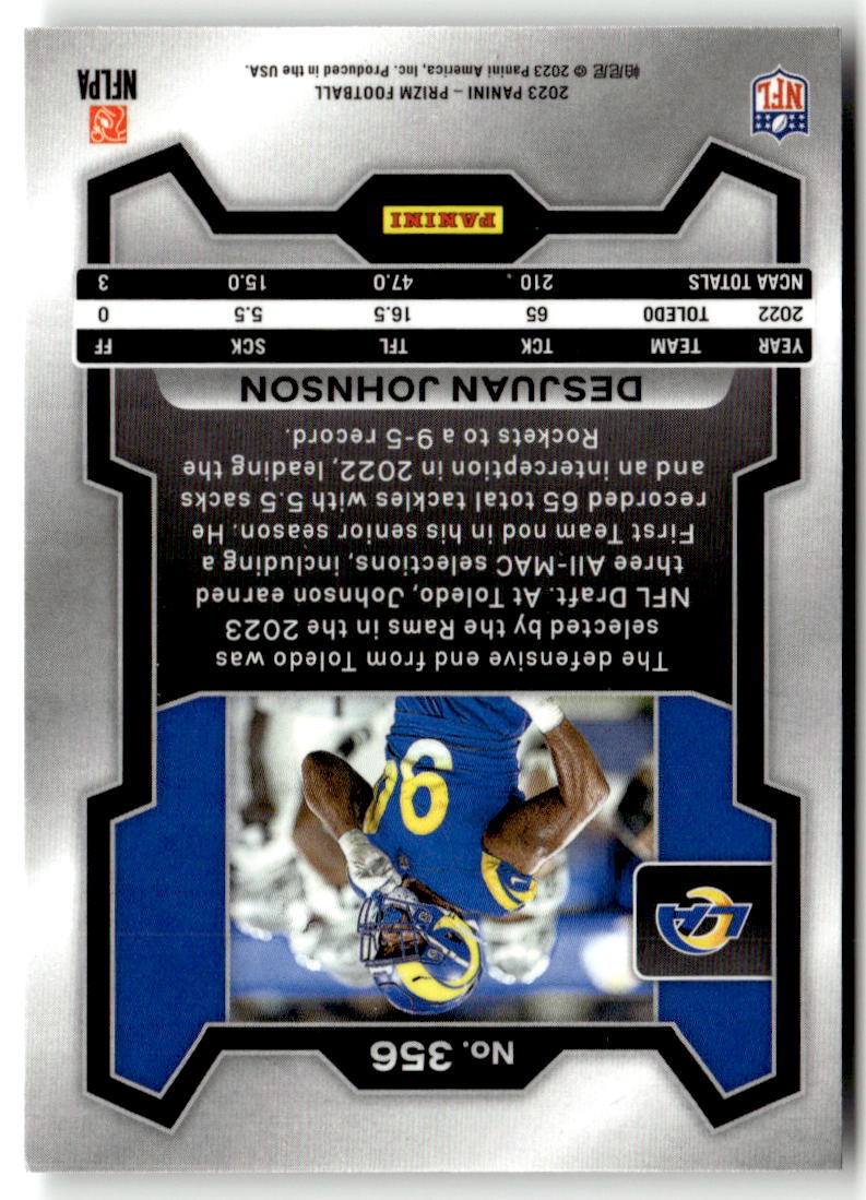 2023 Panini Prizm Desjuan Johnson #356 (RC) back