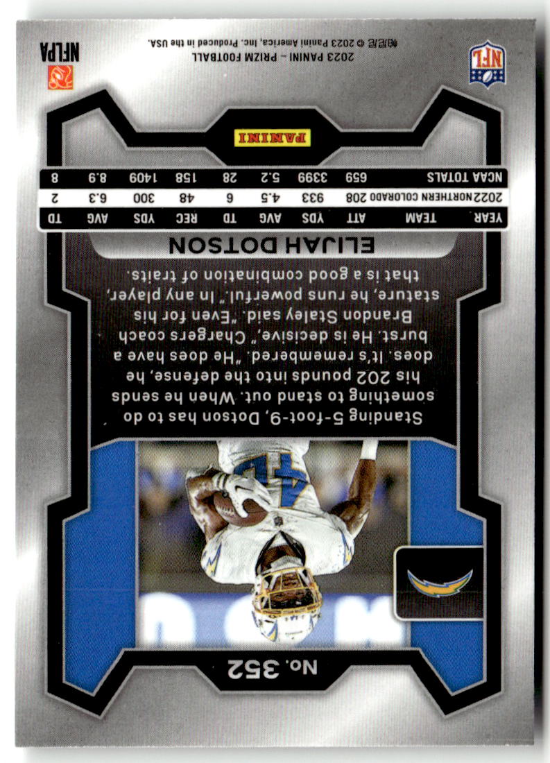 2023 Panini Prizm Elijah Dotson #352 (RC) back